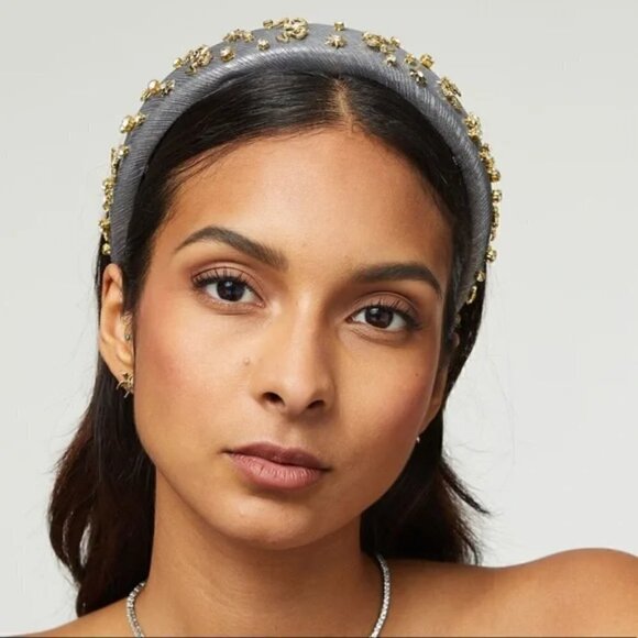 New LELE SADOUGHI Zodiac Gemini Alice Hand Embellished Lurex Headband Pewter NWT main image 8